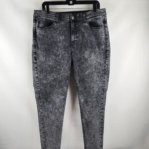 LULAROE Jeans Women 34 Magic Waist Stretch Style L-161367 Black Stone Wash 34x29